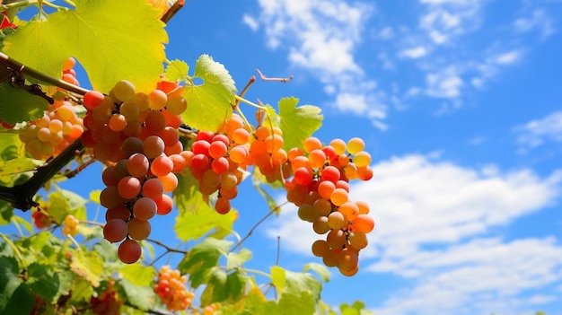 un racimo de uvas colgando de una vid