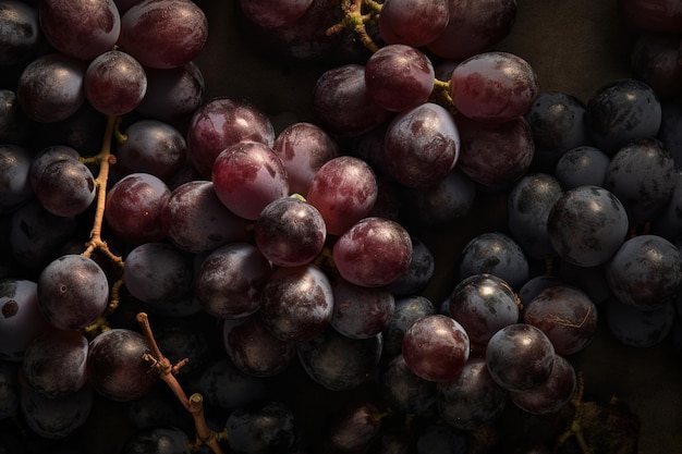 Un racimo de uvas está en un tazón