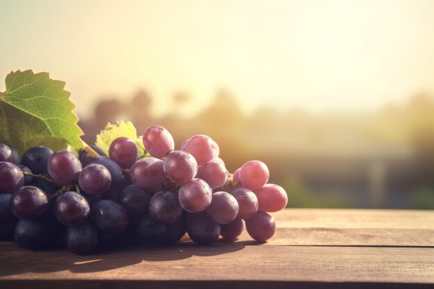 Racimo de uvas frescas luz solar Generar Ai