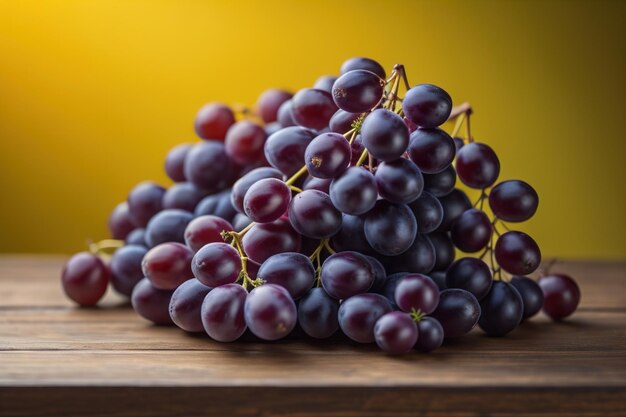 Un racimo de uvas frescas en una mesa de madera estilo vintage imagen tonificada ai generativa