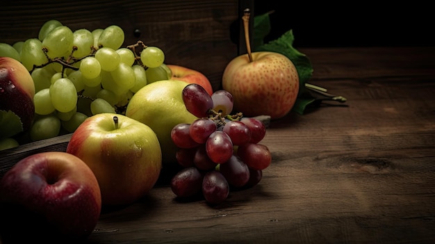 Un racimo de uvas en una mesa