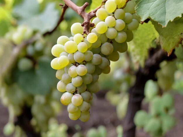 Foto un racimo de uvas que están en una vid