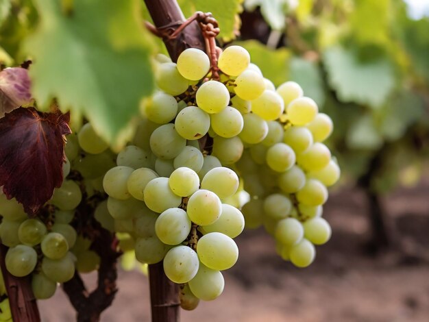 Foto un racimo de uvas que están en una vid