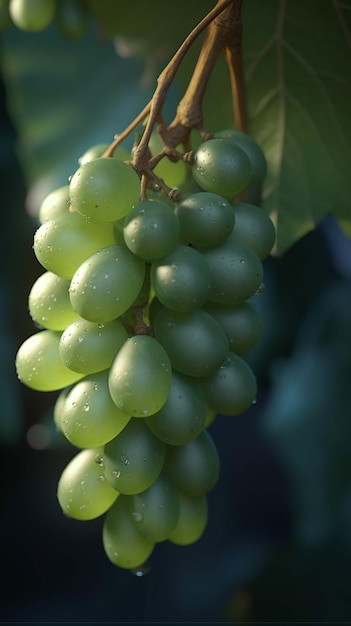 Un racimo de uvas que son verdes.