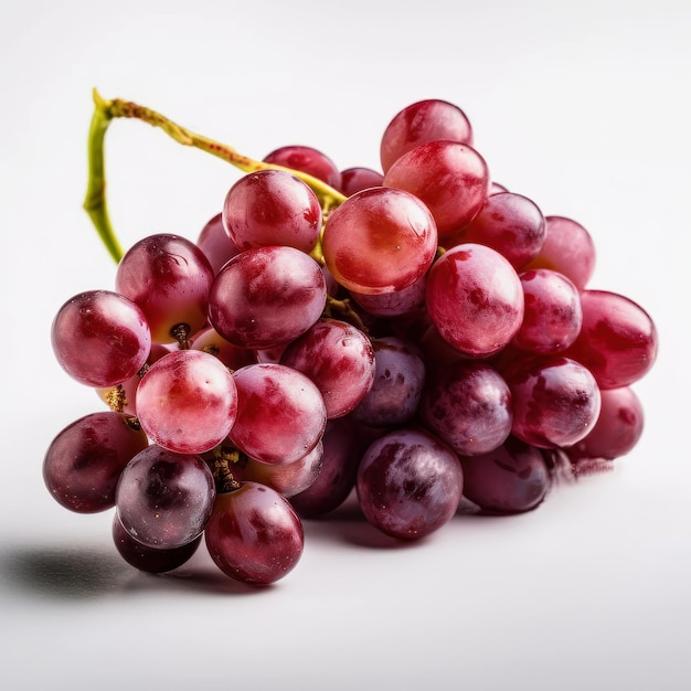 Un racimo de uvas sobre un fondo blanco.