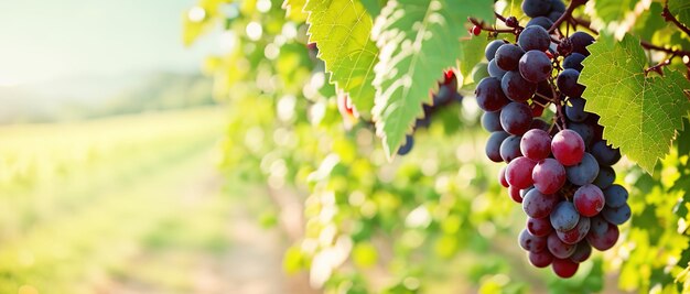 Racimos de uvas en la plantación de un agricultor ai generativa