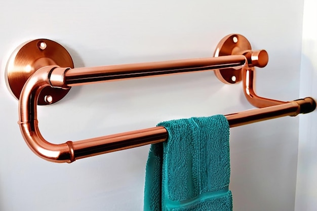 Foto rack de toalhas de tubos de cobre diy