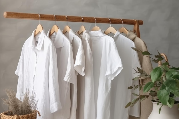 Rack de perchas de ropa blancas para el hogar moderno Generar Ai