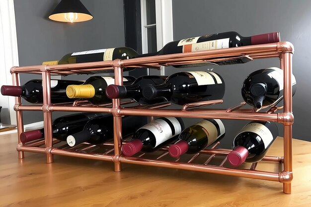 Foto rack de vino de tubos de cobre para el hogar