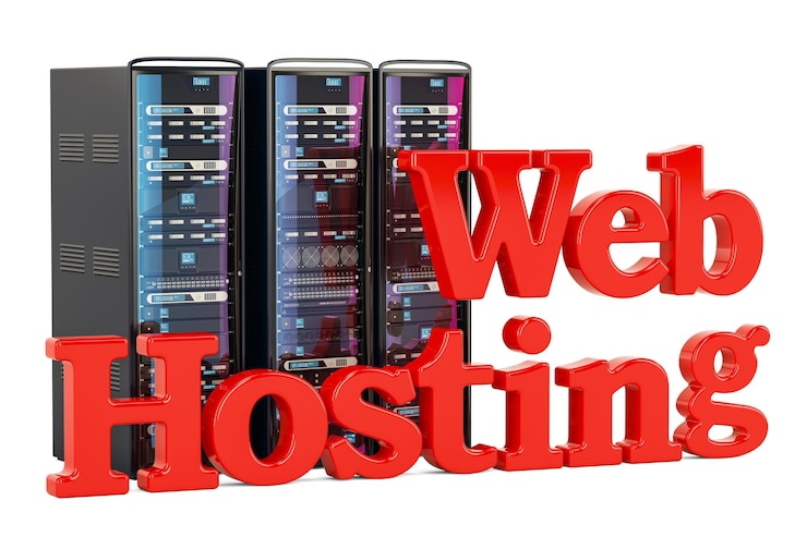 Foto racks de servidores de computador, conceito de hospedagem web de computador, renderização em 3d