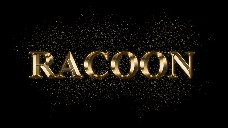 Foto racoon efecto de texto de oro texto de oro con chispas texto chapado en oro efecto nombre del animal
