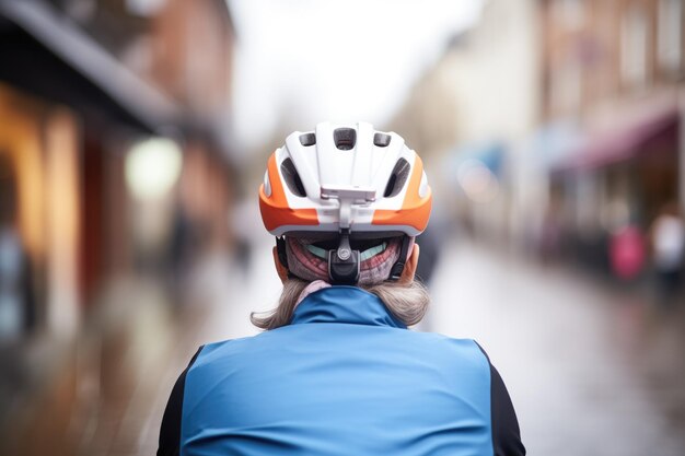 Radfahrer mit Actionkamera am Helm