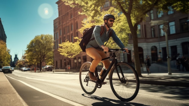 Radfahrer navigieren in der Stadt Schönes Illustrationsbild Generative KI