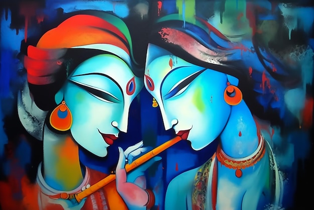 Radha Krishna liebt abstrakte Papierkunst