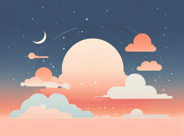 Radiancia de cobre Una vista del cielo nocturno con nubes blancas en tonos brillantes de cobre