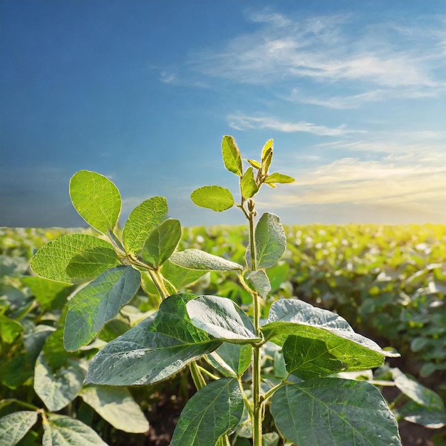 Foto radiância matinal campos de soja e plantas abraçados pela luz matinal