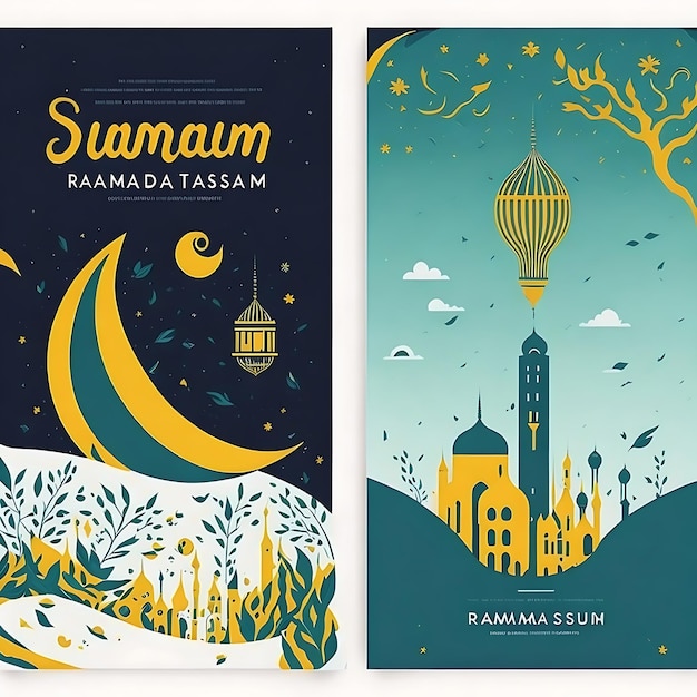 Radiant Ramadan Premium Poster Vector Imprenta de la plantilla A4