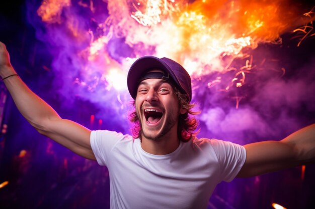 Foto radiante arrebatamento homem feliz