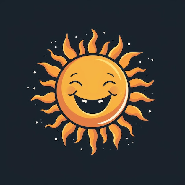 El radiante encanto de un sol sonriente Un dibujos animados lúdico sobre un fondo negro audaz