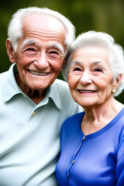 Foto radiante felicidad anciano sonríe con su esposa