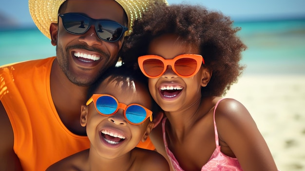 Radiante felicidade familiar felicidade genuína de uma família afro-americana ao ar livre