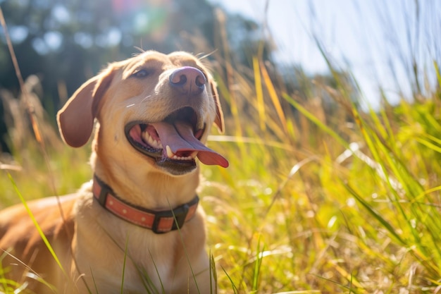 Foto el radiante labrador absorbe la felicidad