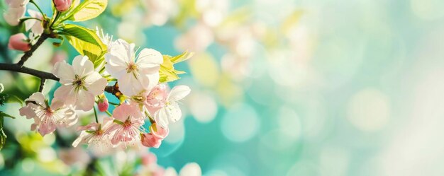 Foto las radiantes flores de cerezo a la luz del sol