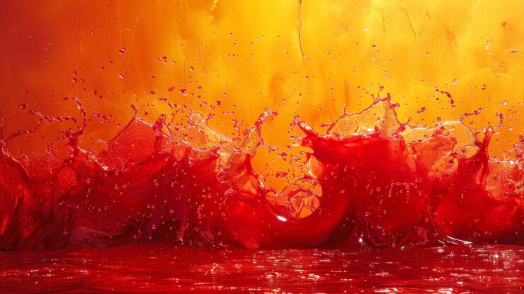 Radiantes salpicaduras de naranja y amarillo contra un fondo ardiente de puesta de sol