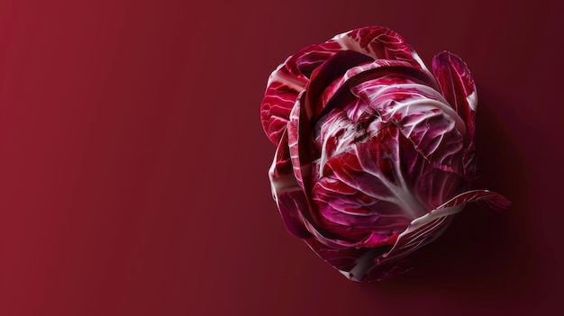 Radicchio en un fondo rojo profundo