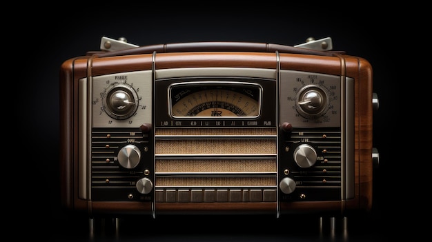 una radio antigua de los años 50 muestra los indicadores.