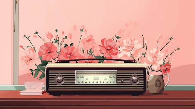 Rádio clássico de itens pastel vintage