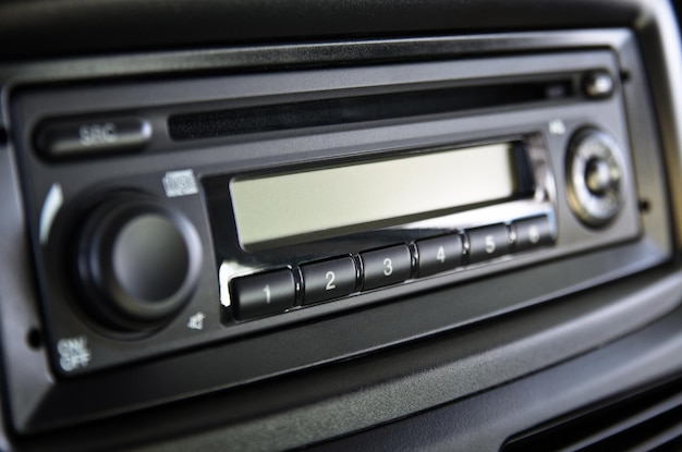 Rádio interior do carro rádio do carro painel de controle de close-up carro estéreo carro