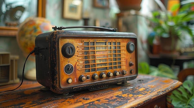 Radio retro antigua para escuchar música y noticias