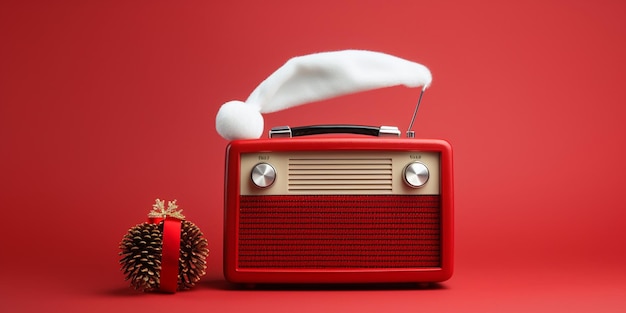 Foto una radio roja con la palabra radio en ella