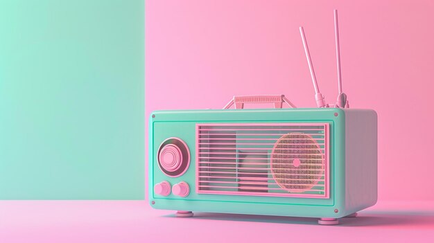 una radio rosa y verde con el número 10 en ella