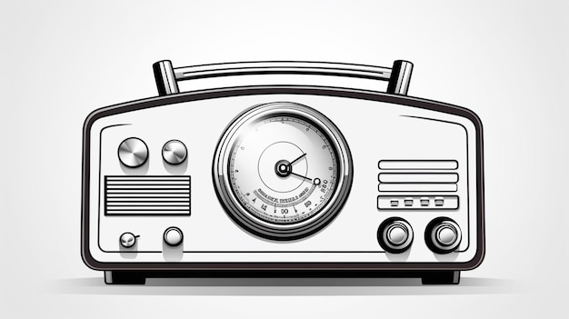 radio vintage de arte de línea de dibujo único continuo