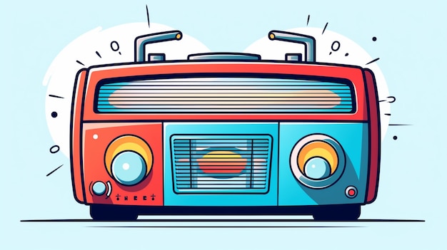 rádio vintage de arte de linha de desenho único contínuo