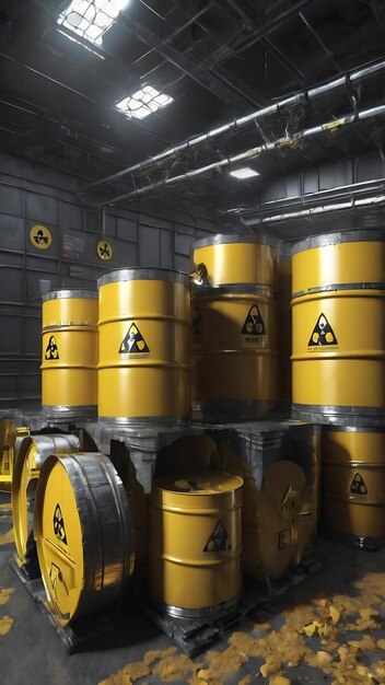 Radioaktive Abfälle in Fässern Kernabfalllager generative ai