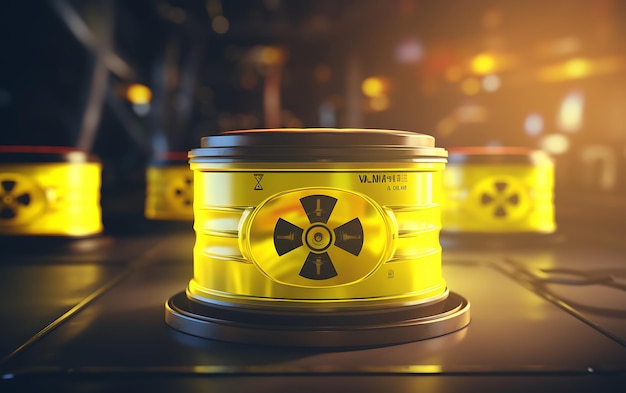 Radioaktive Lagertanks mit einer Warnung vor Chemikalien