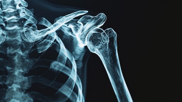 Radiografia de fractura do ombro envolvendo cabeça humeral e maior tuberosidade