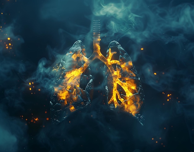 Foto radiografía de los pulmones hecha por el humo