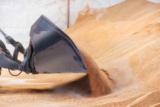 Radladerabschluß oben, Baggerladensand an der Baustelle.