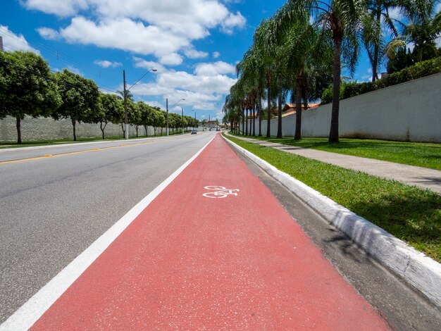 Radweg mit Fahrradbeschilderung am Boden