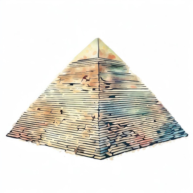Foto rätselhafte sand-aquarellillustration der pyramide von gizeh. generative ki