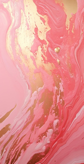 Raffiniertes Gemälde eines rosa-goldenen Wirbels mit generativem Blattgold