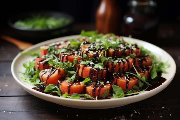 Rafibd2024 Wassermelonensalat mit Arugula und Balsamic Glaze Wassermelon Fotografie