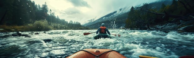 Foto rafting em um rio