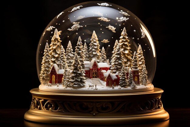 Rahmen aus faszinierenden Weihnachtsschneekugeln, die Konzeptideen für Miniatur-Weihnachtsdekorationen einfangen