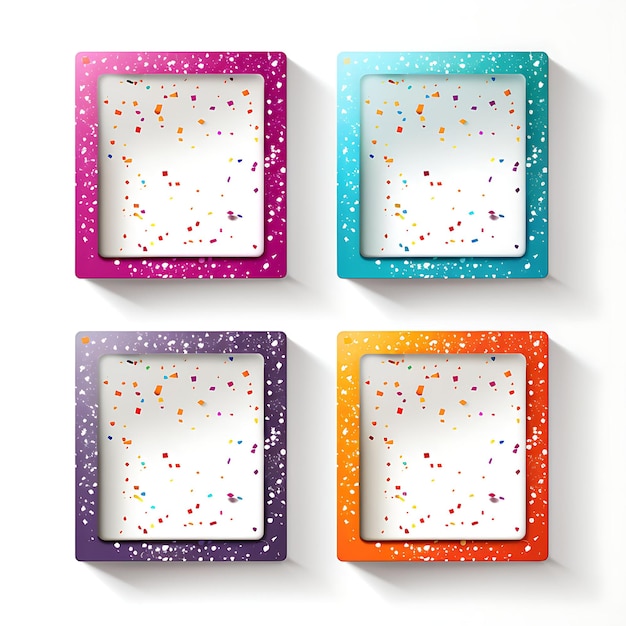 Rahmen aus Glitterpapier mit funkelndem Glitter in verschiedenen Farben a Glo 2D Flat on White BG Wall Art