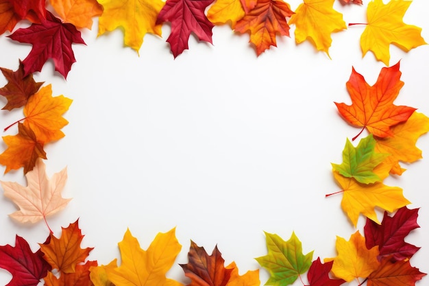 Rahmen aus verschiedenen herbstlichen bunten Ahornblättern mit Kopierraum